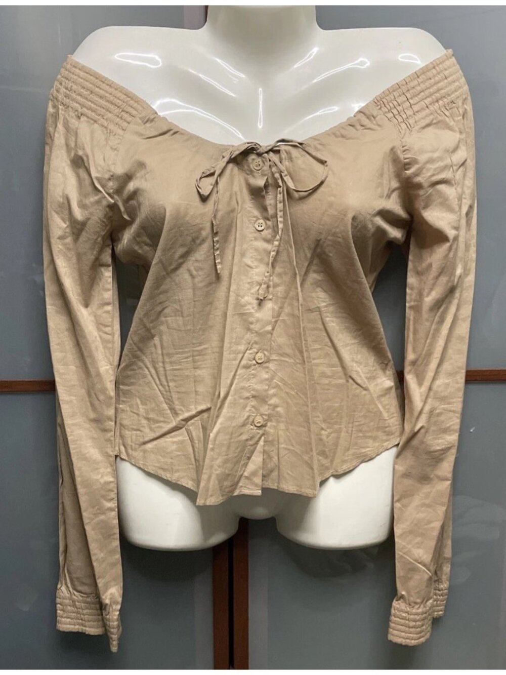 Vero Moda Y2K Vintage Womens Small Off Shoulder Blouse Top Boho Peasant Cottage